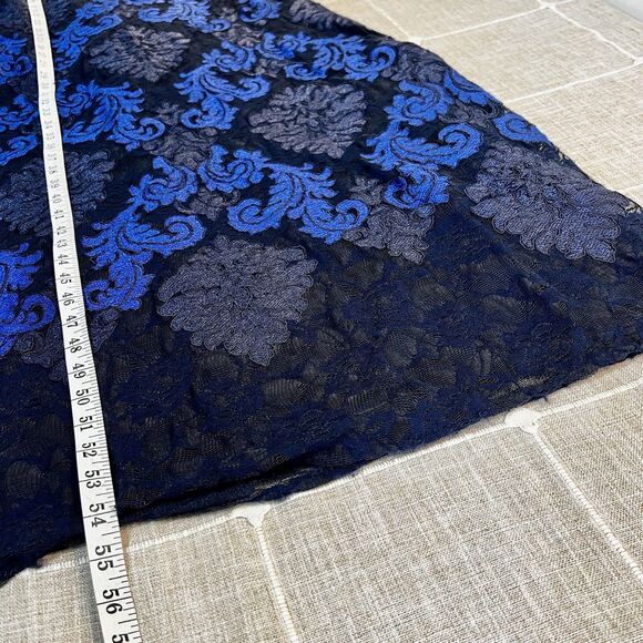 Aidan Mattox Formal Dress Gown Blue Black Damask Lace Women’s 2 - Picture 8 of 12